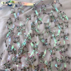 Festival rave holographic  chain link skirt